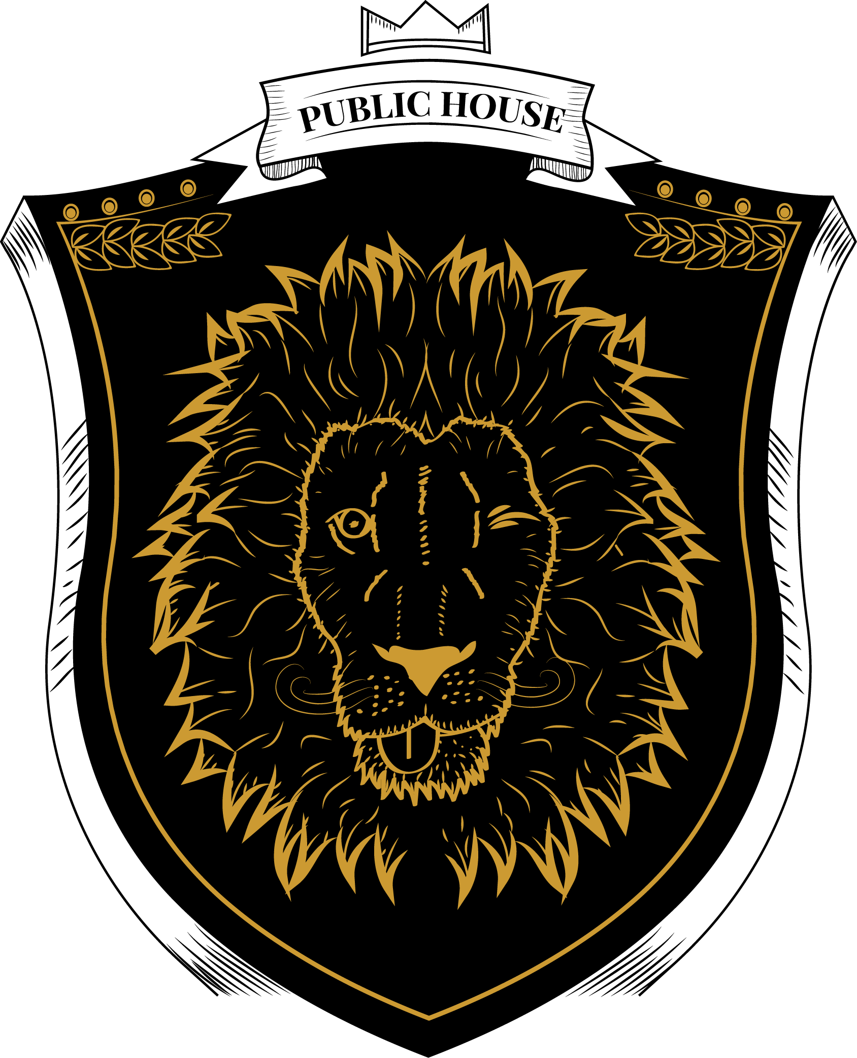 the black lion écusson logo_noir or